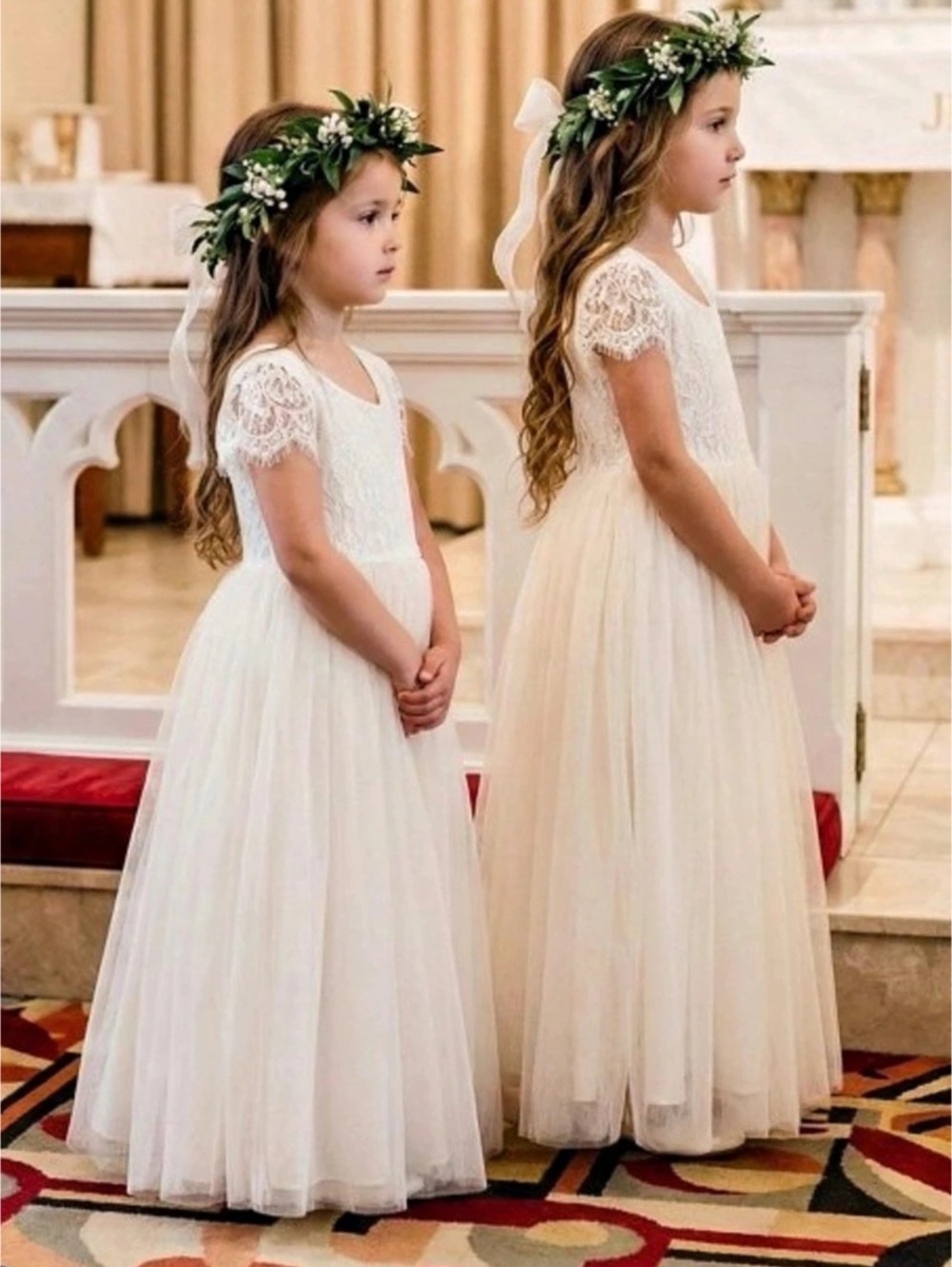 Girls Formal White Lace Dress